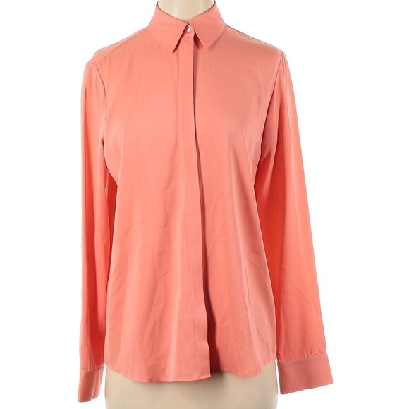 Choi Stretch-silk Crepe De Chine Shirt In Coral - Picture 2 of 3